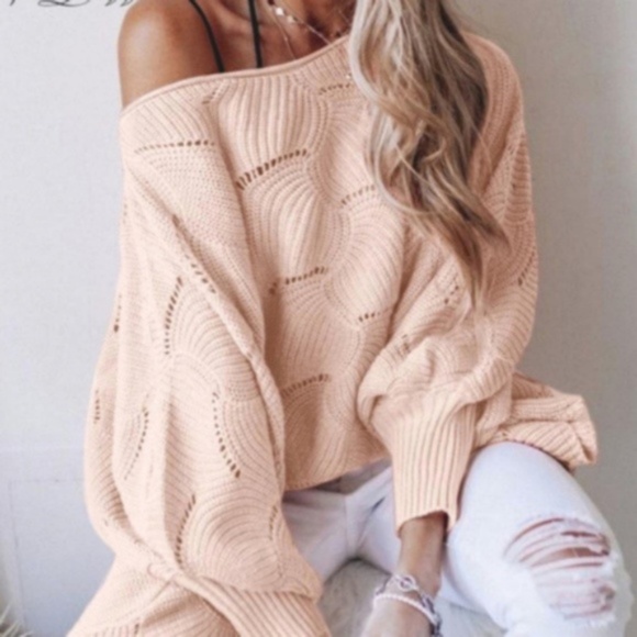 Sweaters - SAVANNA Knit Dolman Sleeve Sweater - BLUSH